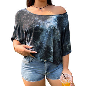 Camisetas Personalizables para Mujer con Estampado Tie-Dye de Diamantes Arcoíris, Transpirables, de Algodón, Holgadas, Vintage, Ecológicas, Anti-UV, para Verano, con Logotipo - Product Image 1