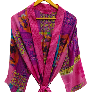 Robe portefeuille indienne tunique sari robe robe de mariée robe de maternité robe cadeau robe de plage fête porter indien imprimé soie sari kimono, - Product Image 1