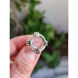 Handmade Women's <b>Ring</b> with Natural Rose <b>Quartz</b> 925 Solid Sterling Silver Oval Cut Pink Gemstone for Valentine's Day - Product Image 6