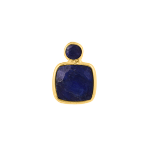 Colgante chapado en oro de Plata de Ley 925 y dije de cojín, piedra preciosa de zafiro azul Esmeralda, colgante y dije de moda para Unisex - Product Image 1