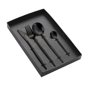 Cuillère à dessert noire en acier miroir poli mat Ensemble de couverts de voyage portable Dernières pièces Ensemble de cuillères de 10 pièces - Product Image 4