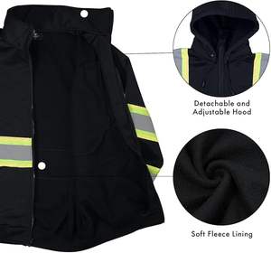 High-Visibility Reflective Safety Apparel <b>Full</b> <b>Zip</b> Fleece <b>Sweatshirt</b> with Detachable Hood Work Safety Hoodie Customizable Logo - Product Image 4
