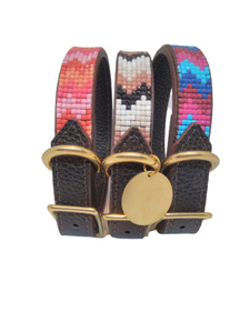 Collier de chien perlé en cuir véritable rembourré confortable violet bleu produits pour animaux de compagnie de haute qualité laisse harnais ensemble accessoires de luxe - Product Image 4