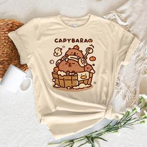 Camiseta Gráfica de Verano de Manga Corta para Adolescentes, Linda Camiseta de Capibara, Estilo Urbano, Tie Dye, Fibra de Bambú Ecológica de Secado Rápido - Product Image 2