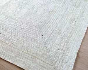 Alfombra blanca rústica moderna trenzada de yute Natural 100%, juego de alfombras de tamaño personalizado con patrón abstracto - Product Image 1