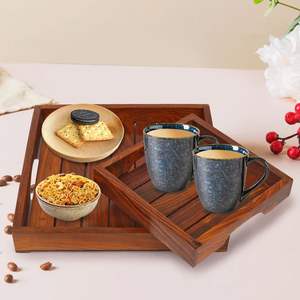 Proveedores al por mayor Bandeja de servicio de madera con asa y bandeja de servicio pulida natural para la venta por los exportadores indios - Product Image 6