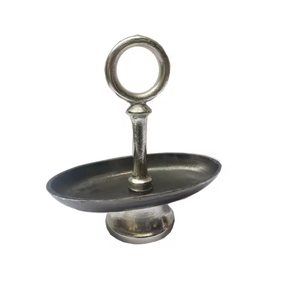 Support à gâteau antique à 3 niveaux en fonte d'aluminium et laiton de forme ronde/ovale en gris pour servir des desserts et des gâteaux - Product Image 2