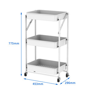 รถเข็นโลหะพับได้สี่ชั้นสำหรับติดตั้งในบ้านห้องครัวหอพักเก็บเครื่องดื่ม - Product Image 6