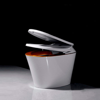 WC intelligent mural R510-P de luxe moderne en céramique, sans réservoir, à chasse d'eau par siphon, avec siphon en P, monobloc, et abattant à fermeture douce