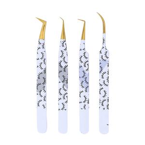 Pinzas para Extensiones de Pestañas con Punta de Nanofibra y 4 Diamantes, Acero Japonés, Pinzas de Maquillaje para Pestañas, Más Vendidas - Product Image 1