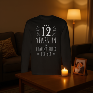 T-shirt a maniche lunghe per il 12° anniversario del matrimonio per lui e il marito, set regalo per 12 anni di matrimonio - Product Image 3