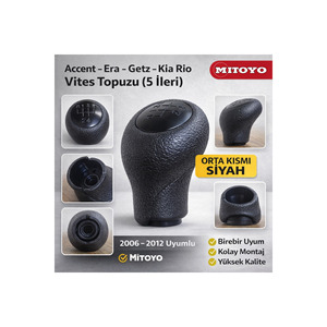Pomo de Palanca de Cambios Negro para Kia Accent Era Getz Rio de 5 Velocidades, Compatible con Modelos 2006-2012 - Product Image 1