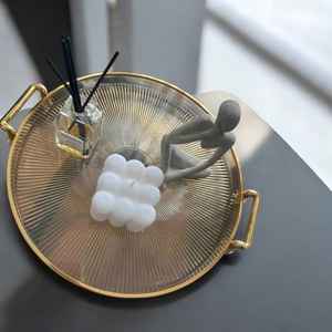 Stockage de thé de ménage rond à bord doré de style luxueux de qualité supérieure pour les plats de service et autres articles pour les ustensiles de cuisine et l'hôtel au plus bas - Product Image 3