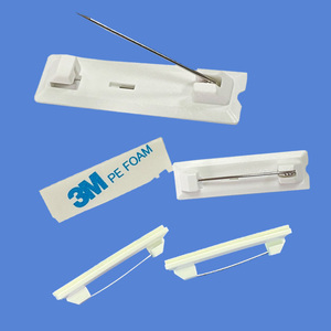 41x12mm Etiqueta de nombre blanca Pin DE SEGURIDAD Insignia de plástico Parte posterior Adhesivo 3M Pasadores de seguridad extra grandes - Product Image 2