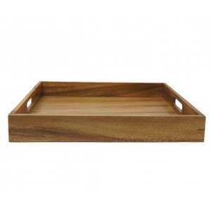 Bandeja de servicio de madera rústica y elegante de primera calidad con asas integradas duraderas, vajilla hecha a mano para uso en el escritorio - Product Image 2