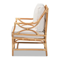Silla de mimbre natural hecha a mano de estilo elegante básico de nuevo diseño para sala de estar o villa de hotel y restaurante de Vietnam G107
