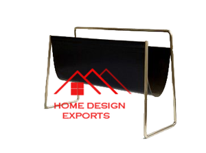 Porte-revues en fer à spirale de dernière conception avec bandes de cuir prend en charge l'organisateur de bureau enduit de poudre noire le plus vendu - Product Image 2