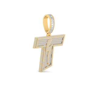 จี้ตัวอักษรประดับเพชรรูปตัวทีสไตล์วินเทจสุด25.20 CTW 14k ประดับเหรียญทองแข็ง - Product Image 4