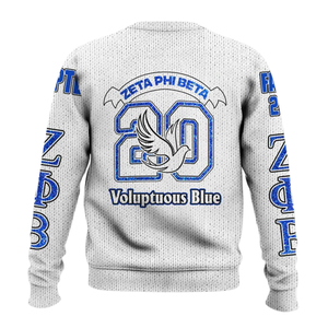 ZPhiB suéter de punto azul blanco 1920 Zeta Phi Beta hermandad vida griega Chenille bordado Divine Nine Letter Apparel - Product Image 2