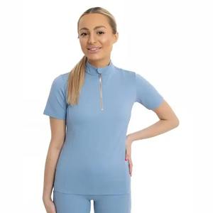 Nouvelle conception Chemise d'équitation vintage en tricot pour femmes Manches courtes Tissu en toile d'équitation Personnalisable Vente en gros pour femmes - Product Image 3