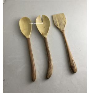 ช้อนเสิร์ฟไม้มะม่วงสำหรับร้านอาหารที่ทำจากไม้สำหรับสลัดช้อนส้อมชุดอาหารเย็นมีด้ามจับเคลือบเพื่อความปลอดภัยในการรับประทานอาหาร - Product Image 6
