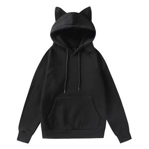 Nuevas sudaderas con capucha de otoño invierno con diseño de oreja de gato simple, sudadera informal con forro polar, venta al por mayor en stock, sudaderas con capucha para mujer - Product Image 2