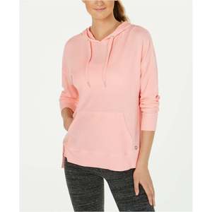 Calvin Klein Women's Performance High-Low <b>Hoodie</b> <b>Orange</b> Silk Knitted Sweatshirt Breathable Feature Long Size Small for Autumn - Product Image 1