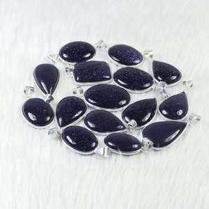 จี้หินทรายสีฟ้าที่น่าทึ่งจี้ชุบเงินสเตอร์ลิงจี้คริสตัลสร้อยคอจี้ซันสโตน - Product Image 4