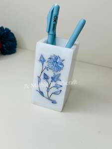 Beautiful Marble <b>Pen</b> <b>Holder</b> Golden Finishing <b>Pens</b> Rack Table Pencils and Brush Stand Stationary <b>Holders</b> at Lowest Price - Product Image 3
