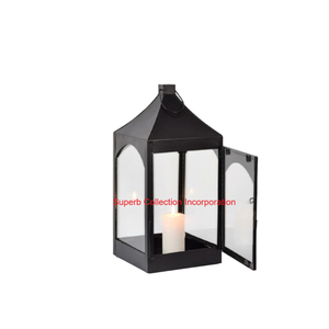 Linterna de vela de Metal negro Vintage con vela colgante para interiores y exteriores linterna decorativa de mesa para decoración de eventos - Product Image 2