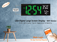 Grote LED digitale wandklok met temperatuur, luchtvochtigheid, WiFi, web-instelling, alarm, bureau- en wandmontage
