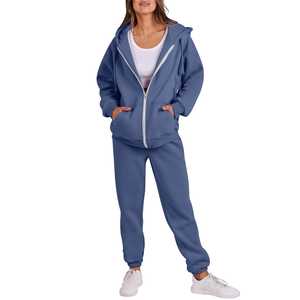 Personalización de alta calidad de moda Deporte Pantalones de chándal y Sudadera con capucha de dos piezas conjunto de chándal de longitud completa Loungewear Jogger Set - Product Image 1