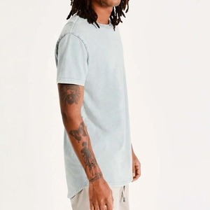 Logotipo personalizado bordado Streetwear Hip Pop hombres camiseta desgastada de gran tamaño de algodón piedra ácido lavado pantalla impresión camisetas - Product Image 2