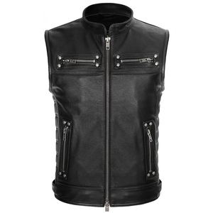 Gilet de moto en cuir de vachette véritable de haute qualité pour hommes avec maillot de course Style Club gilet à pression personnalisé nouveau Design - Product Image 1