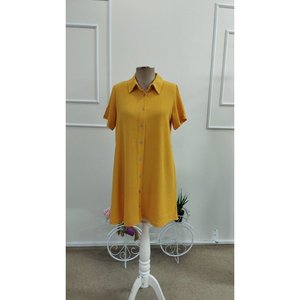 Robe courte Aerobin à manches courtes et col boutonné pour femme, 34654 - Moutarde - Product Image 4