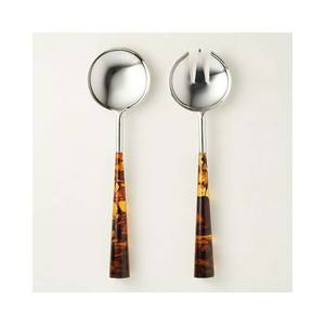 Incroyable Long design plat poignée noir mat miroir poli cuillère fourchette salade ensemble de serveur avec poignée de styliste géniale - Product Image 3