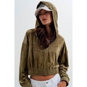 Sudadera con Capucha Verde con Cierre, Transpirable, Estilo Deportivo de Pana para la Temporada de Otoño - Product Image 1