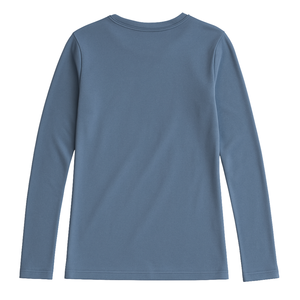 T-shirt à manches longues pour femme, bleu cendré, col rond, 100% coton biologique de luxe, pré-rétréci, certifié GOTS, coupe classique, doux et premium - Product Image 2