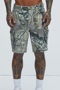 Fashion Vintage Solid Pockets Cargo High-Street Relaxed Men's <b>Elastic</b> Waist Shorts Streetwear Canvas Eco-Friendly Breathable - Product Image 4