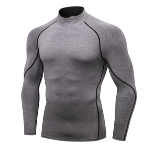 Chemise de course à col roulé à compression pour hommes, haut de fitness élastique à séchage rapide, vêtements de sport athlétiques pour entraînement sportif - Product Image 1