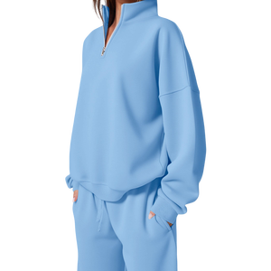 Ropa de calle, sudadera con media cremallera, pantalones de chándal acampanados de 2 piezas, conjunto de pantalones de chándal, traje para correr, chándal para mujer - Product Image 5