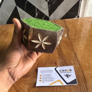 Vase de table en bois carré moderne fait en Inde Figurine de pot de jardin fait à la main écologique pour la maison cuisine jardin - Product Image 2