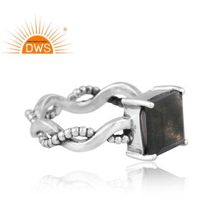 Newly Design Oxidized Sterling Silver Natural <b>Green</b> Moss Agate Gemstone Twisted Ring Jewelry For Women Gift For Her - Product Image 3