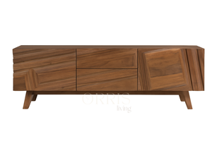 Meuble de rangement à deux portes en bois massif de style moderne fait à la main pour la chambre à coucher et le salon d'hôtel, finition naturelle - Product Image 2