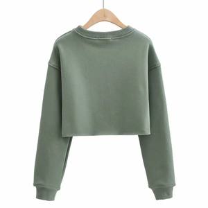 Sudadera extragrande de algodón de alta calidad para mujer, diseño personalizado, Sudadera con capucha de cuello redondo y hombro caído francés, Invierno - Product Image 4