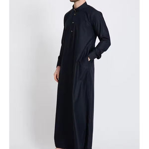 Mejor venta 2025 nuevo Color azul ropa islámica Vintage algodón de talla grande hombres Thobe Material de tela de la mejor calidad para Ramadán - Product Image 4