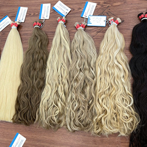 Extensión de cabello humano estirado doble superventas, paquetes a granel ondulados rectos, color de cabello humano de extremo más grueso - Product Image 1