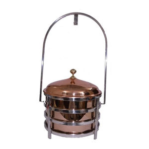 Plat à chafing rond en cuivre de grande qualité avec support en acier inoxydable pour la restauration hôtelière, le service de buffet et l'équipement de restaurant - Product Image 1