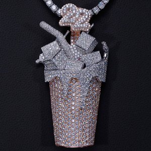 Tùy chỉnh Iced out cup Mặt dây chuyền 925 Sterling bạc với vvs moissanite | hip hop đồ trang sức nhỏ giọt Mặt dây chuyền với khối băng - Product Image 1