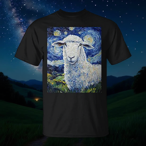 T-Shirt Stile Van Gogh Notte Stellata con Pecore, Prodotto Promozionale - Product Image 3